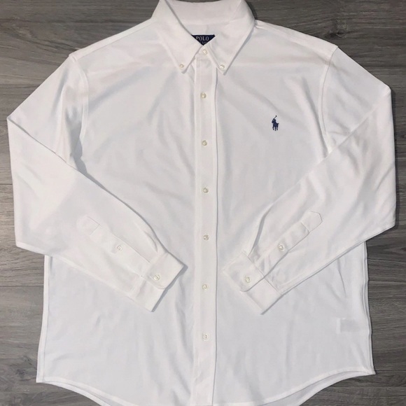 Ralph Lauren White Dress Shirt with Blue Logo - Picture 2 of 3
